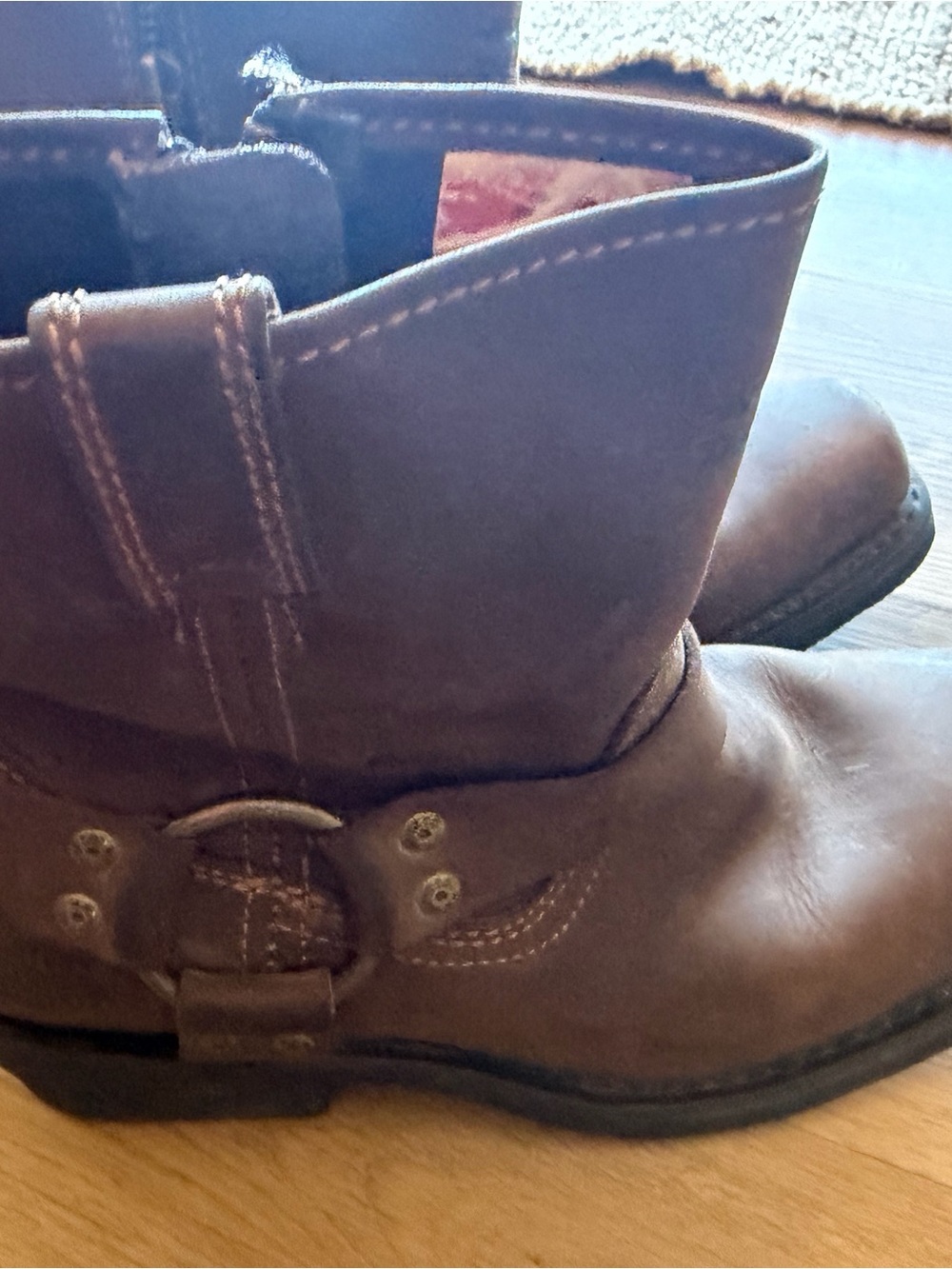 Harley-Davidson Brown Leather Harness Boots with Strap Ring